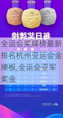 全运会奖牌榜最新排名杭州亚运会金牌板,全运会亚军奖金